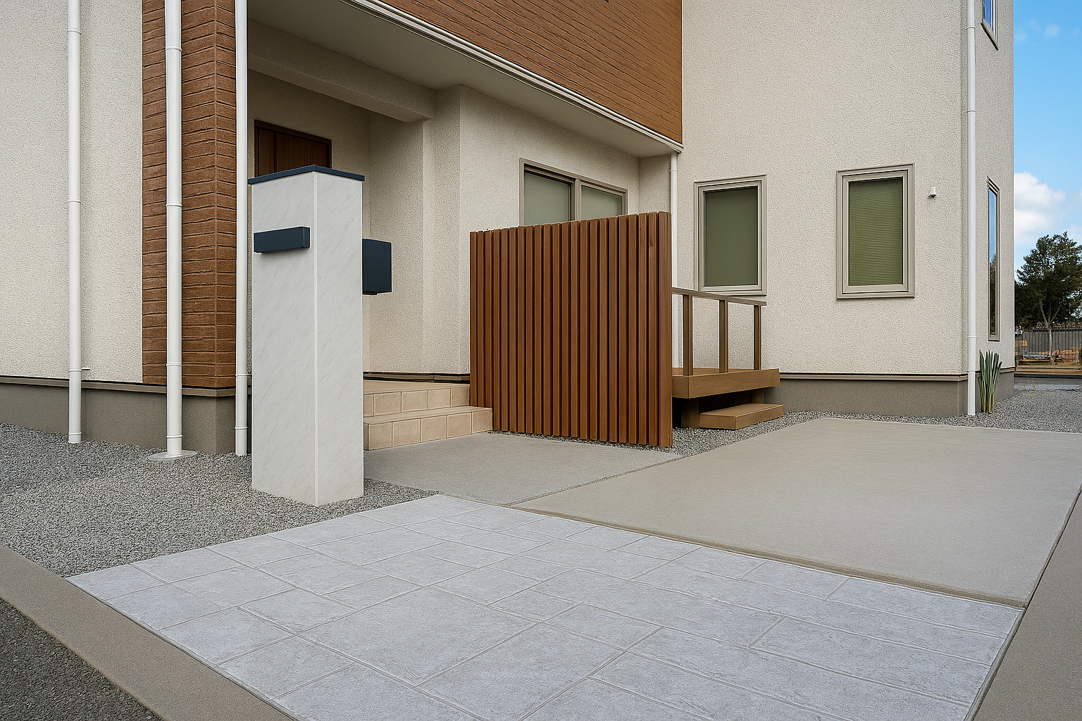 佐久市　メンテナンスフリーとプライバシー確保を考慮したクリーンなエクステリア